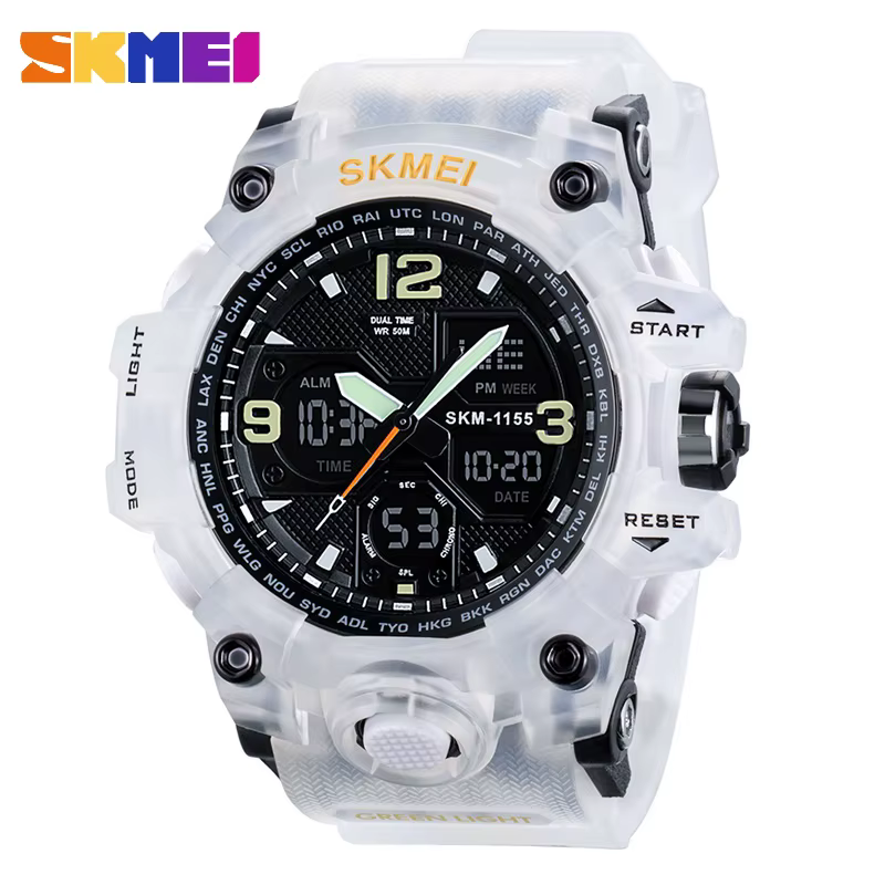 White Skmei Quartz Analog LED Digital Clock sport Watch 